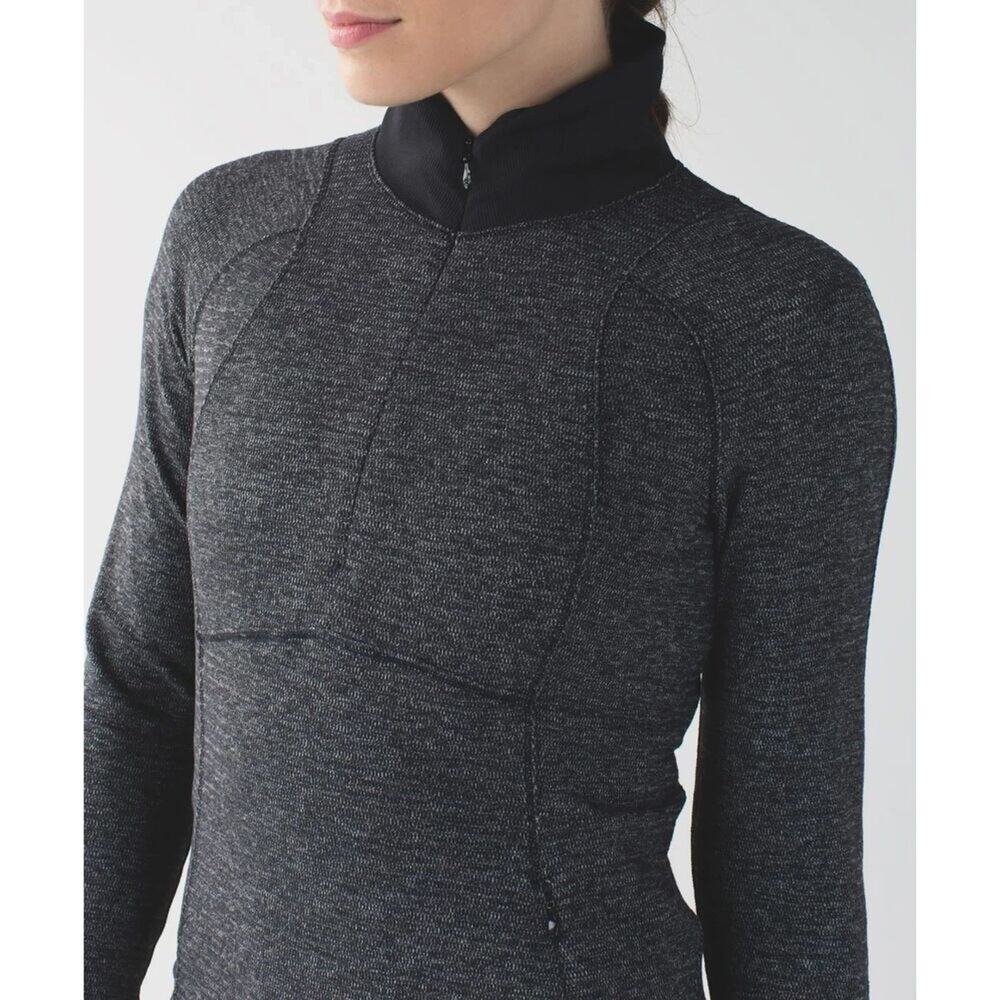 Lululemon Runderful  Pullover Quarter Zip Grey Thumbholes and Cuffs Size 2